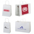 CUSTOM PRINTED TWISTED HANDLE WHITE KRAFT PAPER CARRY BAG 