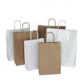 CUSTOM PRINTED TWISTED HANDLE WHITE KRAFT PAPER CARRY BAG 