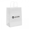 CUSTOM PRINTED TWISTED HANDLE WHITE KRAFT PAPER CARRY BAG 