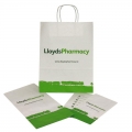 CUSTOM PRINTED WHITE KRAFT PAPER PHARMACY BAG WITH TWISTED HANDLE 