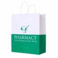 CUSTOM PRINTED WHITE KRAFT PAPER PHARMACY BAG WITH TWISTED HANDLE 