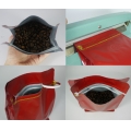 500G PLAIN RED QUAD BOTTOM COFFEE BAGS WITH FRONT ZIPPER AND VALVE 