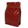 500G PLAIN RED QUAD BOTTOM COFFEE BAGS WITH FRONT ZIPPER AND VALVE 