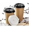 12OZ BROWN KRAFT PAPER COFFEE CUP WITH TRAVEL LID 
