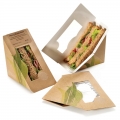 DISPOSABLE TRIANGLE WHITE PAPER SANDWICH BOX WITH WINDOW 