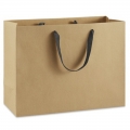 Natural kraft paper eurotote bag with ribbon handle 