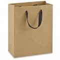 Natural kraft paper eurotote bag with ribbon handle 